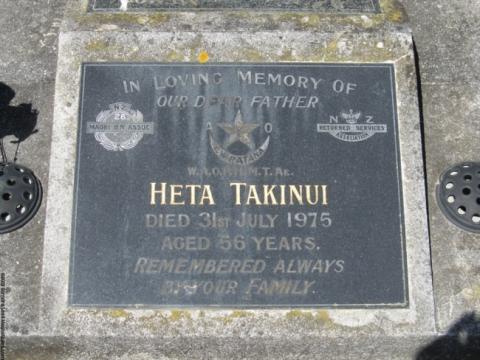 Heta TAKINUI - Headstone capture