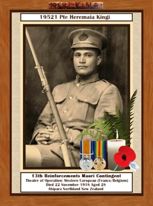 13th Reinforcements Maori Contingent, Theatre of Operation: Western European (France/Belgium), Died 22 Nov 2018 Aged 28, Ahipara Northland New Zealand. 