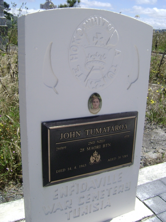NZ grave of John Tumataroa at Hiruharama Pa/Marae, Mohaka