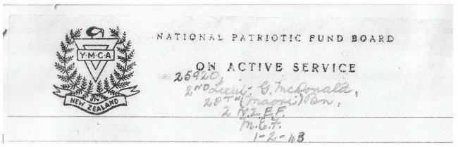 scan of a National Patriotic Service letter head