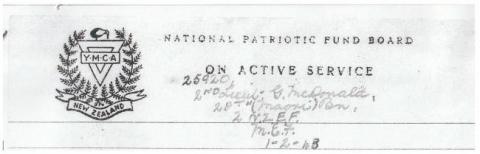 scan of a National Patriotic Service letter head