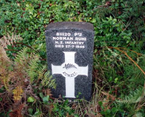 Norman Ruhi's grave at Motutawa Maori Cemetery